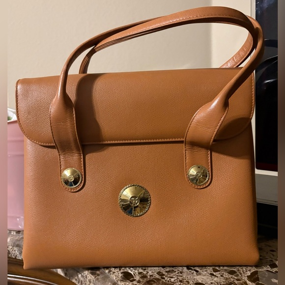 MCM Handbags - MCM Vintage Gold Hardware Leather Tote Bag